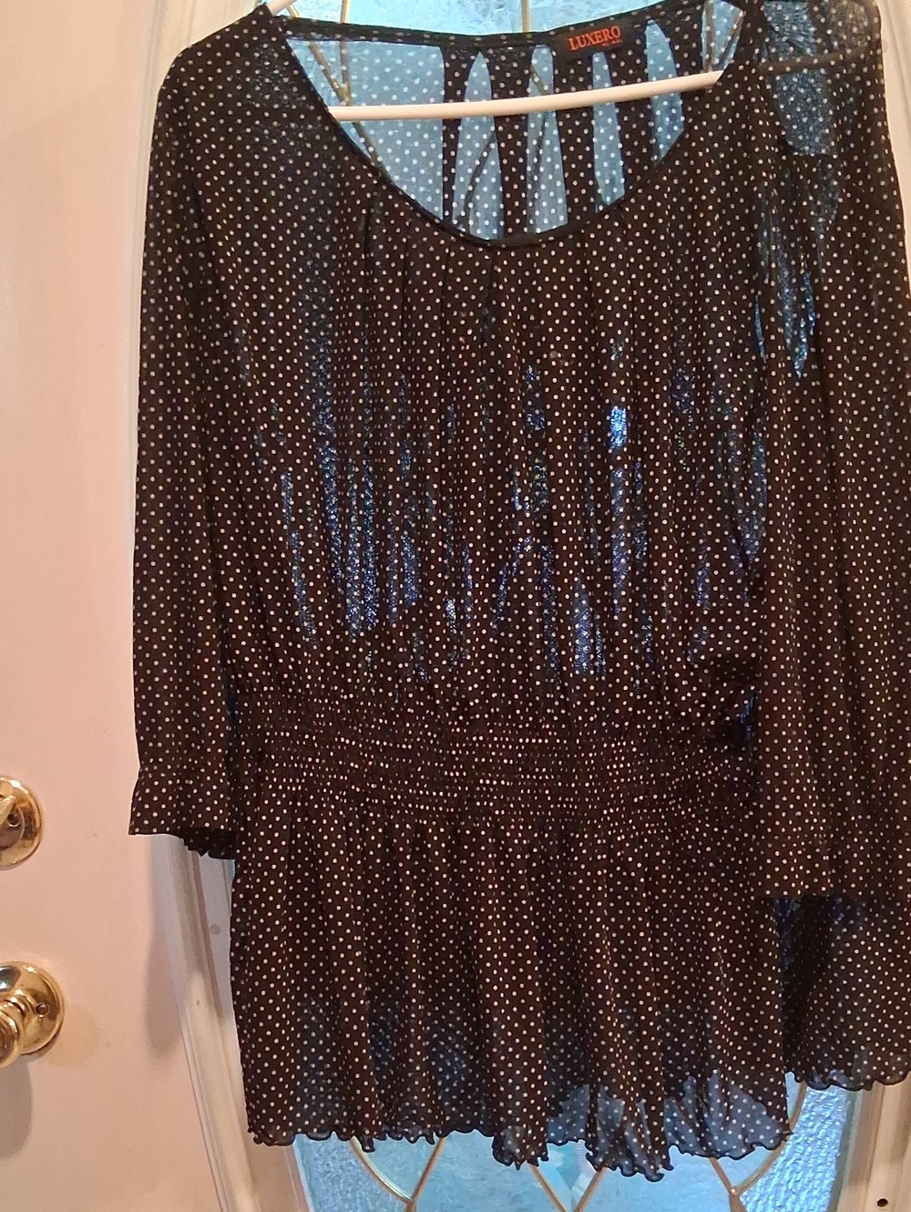 Luxe Black Polka Dot Sheer Top